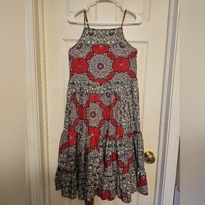 NEW.. B.O.G. Collective Bohemian Beautiful Red Ivory Print. SIZE M.